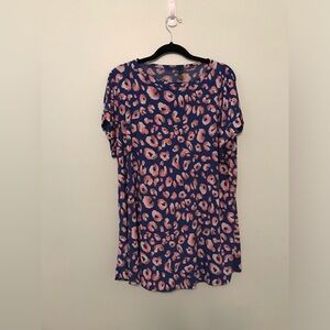 Glitzy Girlz Blue Cheetah Print Tunic Size XXL